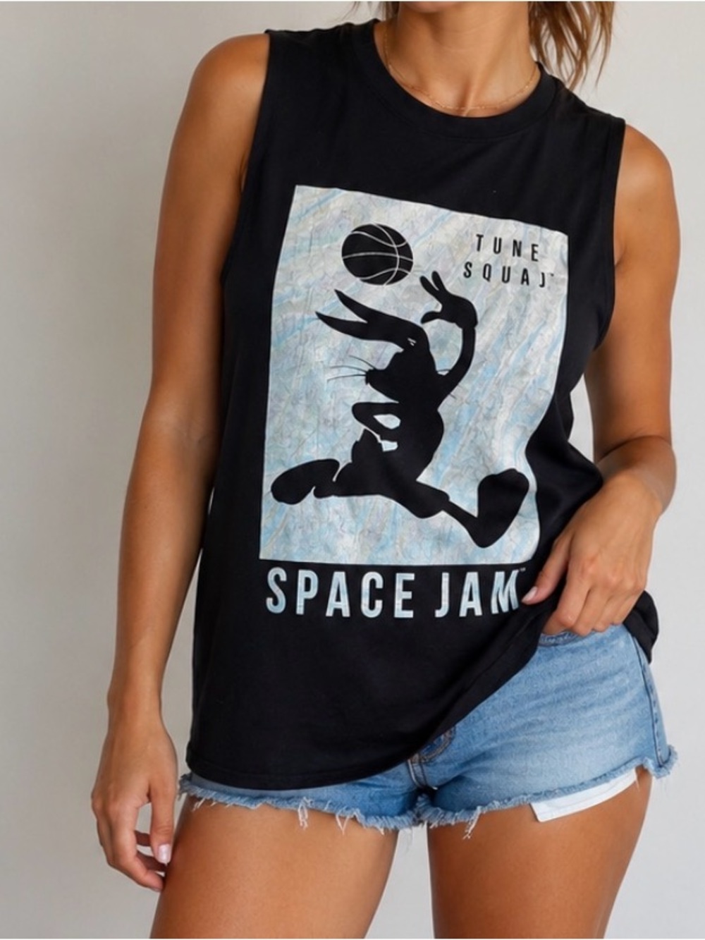 Space Jam Tuned Up Black Graphic Tank SZ XXL sleeveless Tee